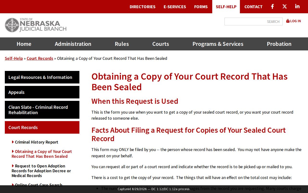 Butler County court records sealed-record request instructions for DC 1:12 and DC 1:12a