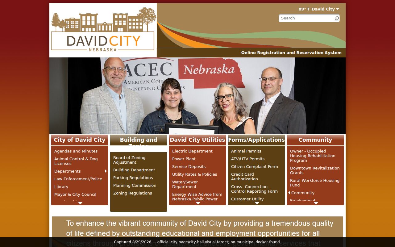 David City court docket municipal administration page and city hall context