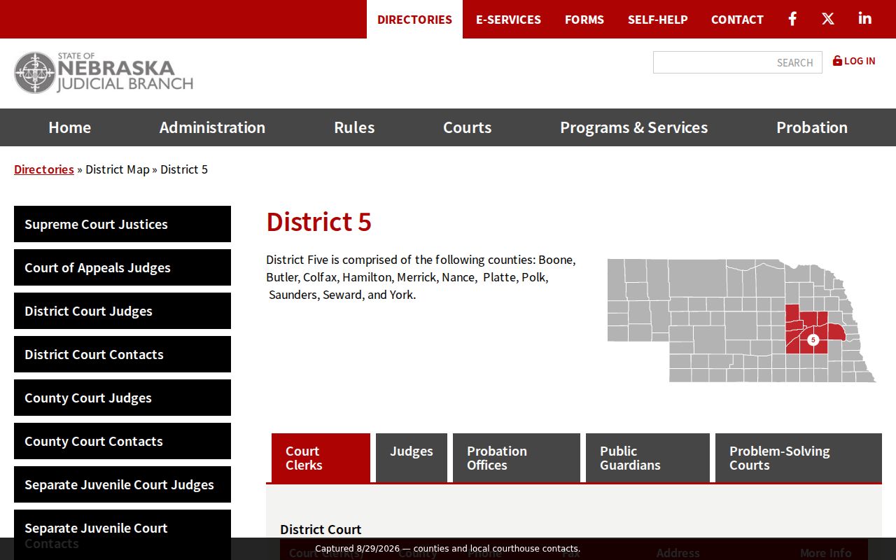 Butler County court docket Fifth Judicial District counties and courthouse contacts