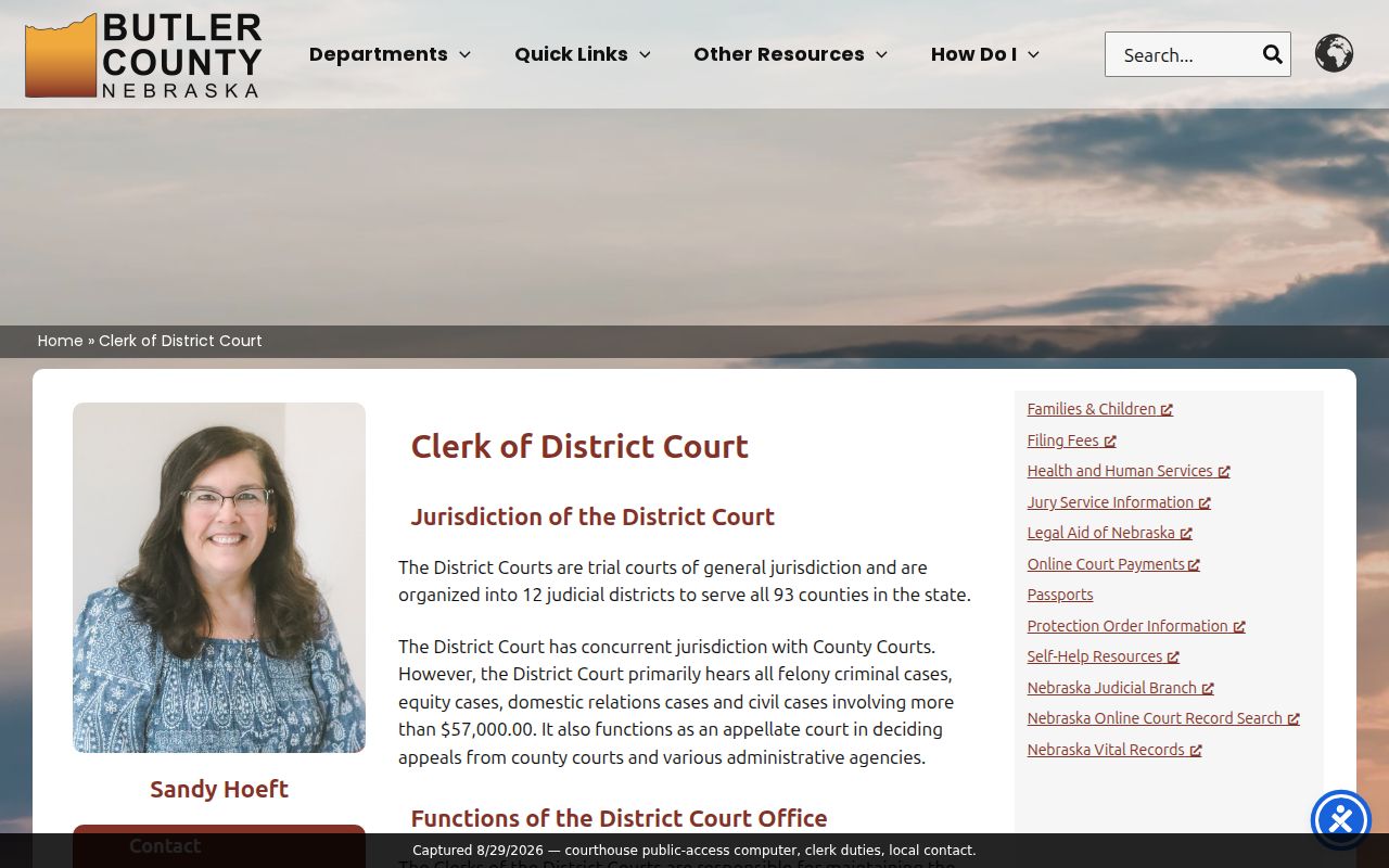 Butler County court docket public access computer and district clerk records
