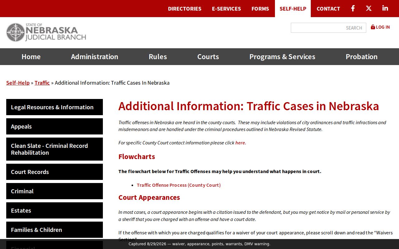 Butler County traffic court records guidance about waiver, appearance, warrants, and DMV licensing process